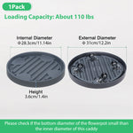 HASTHIP® Plant Caddy 28.3cm Dia Moving Plant Tray Flower Pot Stand with 4 Hidden Wheels, Grooved Surface Plant Caddy Planter Moving Tray