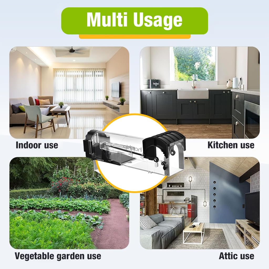 big rat trap cage transparent ABS self-locking door for living room，kitchen，vegetable garden use and attic storage