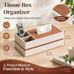 HASTHIP Rectangular PU Leather Tissue Box Cover with Remote Compartments, 9.4 x 5.1 x 3.5 Inches