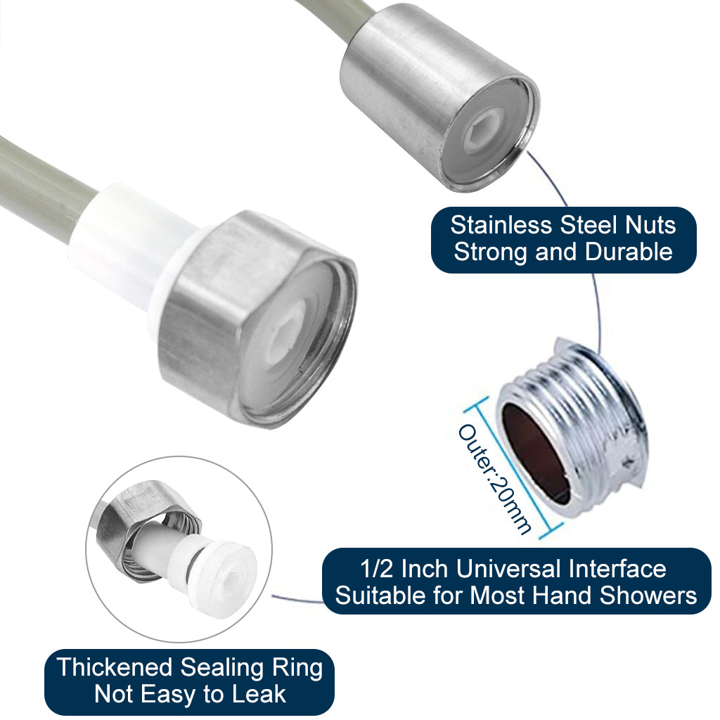 HASTHIP® 6.6ft Flexible Bidet Sprayer Hose Spring Coil Hose Toilet Bidet Modification Water Hose Universal Stainless Steel Connectors for Most Plumbing System Threading