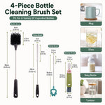 HASTHIP 4 Pack Bottle Brush Set with Long Handle, Straw and Lid Brushes for Drinkware
