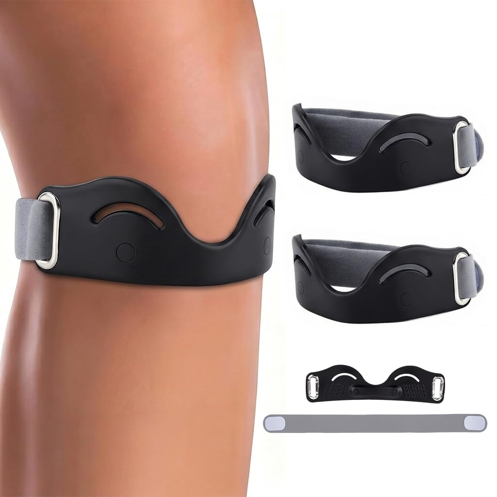 HASTHIP 2Pcs Patella Knee Support Strap with Adjustable Compression and Silicone Cushioning