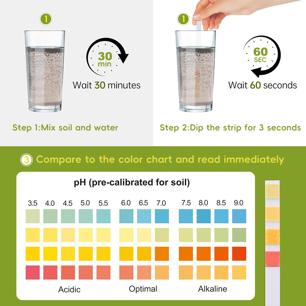 HASTHIP® 100 Counts Soil pH Test Strips 3.5-9 Range pH Testing Strips for Soil Acidity Accurate pH Level Measurement Soil pH Test Strips for Garden, Lawn, Orchard