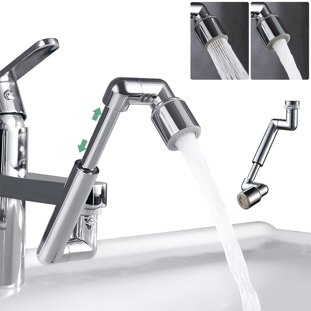 HASTHIP® Pivoting Faucet Extender Sink Aerator with Retractable Arm Multi Angle Flexible Faucet Attachment Universal Extender for Kitchen, Bathroom