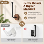 HASTHIP L-Shaped Wood and Metal Wall Hat Hooks with Hidden Screw Mounting for Caps and Hair Accessories