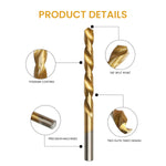 HASTHIP® 99Pcs Drill Bit Set, 135° Tip Titanium Coated High Speed Steel, Twist Drill Bit Kit for Iron,