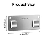 HASTHIP 304 Stainless Steel Adhesive Wall Hooks, 13cm No-Drill Design, 4-Pack, 25kg Each