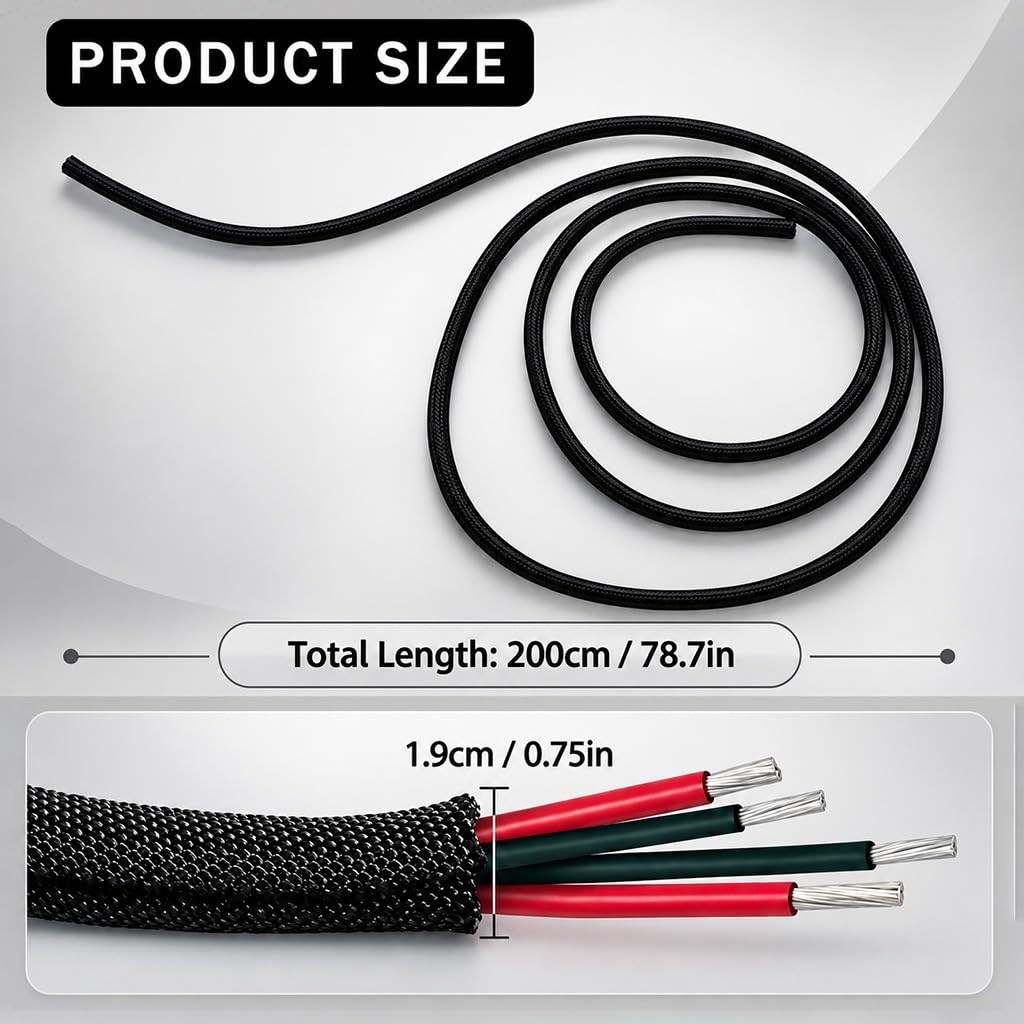 HASTHIP Self-Closing Cable Organizer Sleeve, 2M Polyester Wrap for Home and Office