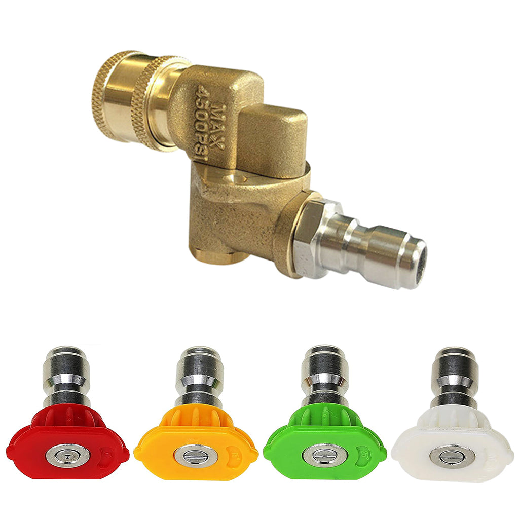 HASTHIP® Pressure Washer Accessories Kit Flexible Washer Spray Nozzles Adapter & 4Pcs Washer Spray Nozzles Quick Connect Washer Nozzles Universal 1/4 Inch Quick Connect Pressure Washer Accessories