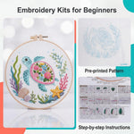 HASTHIP Embroidery Kit with 7.9 Inch PP Hoop, Printed Cotton Canvas and Colorful Threads