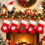 HASTHIP 12-Piece Mini Christmas Stocking Cutlery Holders with Hanging Loops and Four Festive Designs
