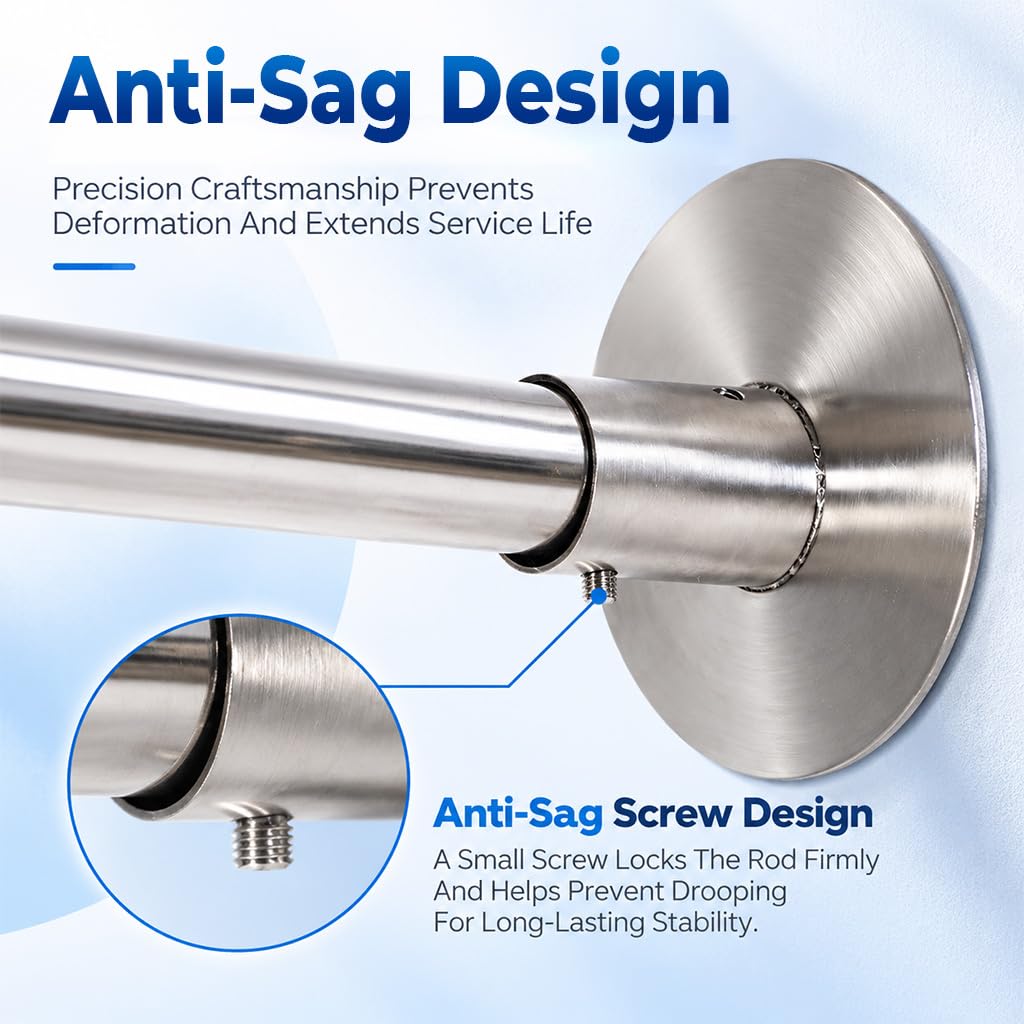 HASTHIP U-Shaped Shower Curtain Rod, 23,6 Pulgadas, Adjustable Stainless Steel in Silver