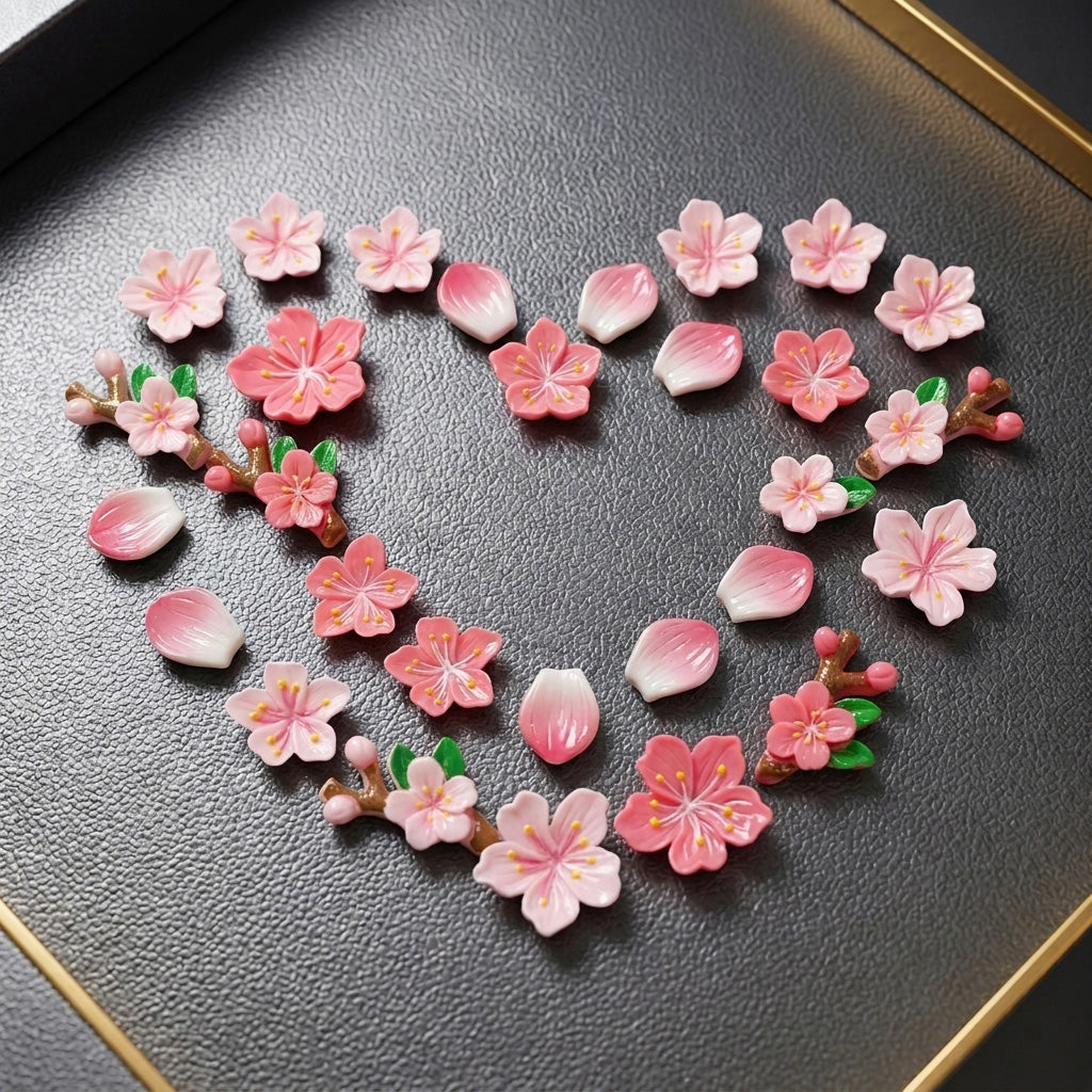 HASTHIP 3D Peach Blossom Fridge Magnets, 16-Piece Synthetic Resin Floral Decor for Metal Surfaces
