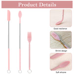 HASTHIP® 3Pcs Kitchen Mini Silicone Scooping Tools Telescopic Tiny Spoon Spatula for Jam Jars, Lotion Bottles, Utility Food-Grade Silicone Spatula Scoop and Brush