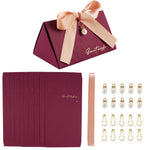 HASTHIP 10-Piece 5.1 x 3 in Favor Boxes with Gold Stamping, Ribbon, Wooden Ring and Pearl Closure