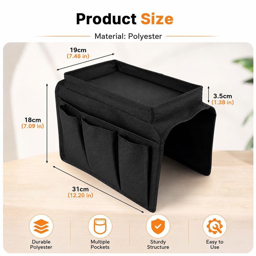 HASTHIP Oxford Sofa Armrest Caddy Organizer with Top Tray With Top Tray, Wear Resistant