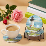 HASTHIP Diamond Painting Coaster DIY Kit with Beach Designs and Included Holder for Home Decor
