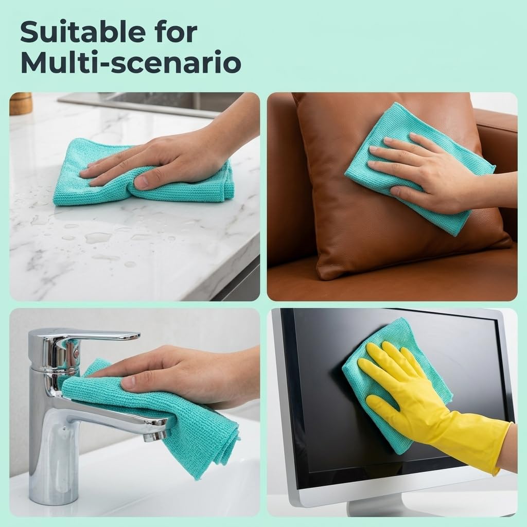 HASTHIP 50-Pack Microfiber Cleaning Cloth Roll with Tear-Away, Reusable, High-Absorbency Sheets