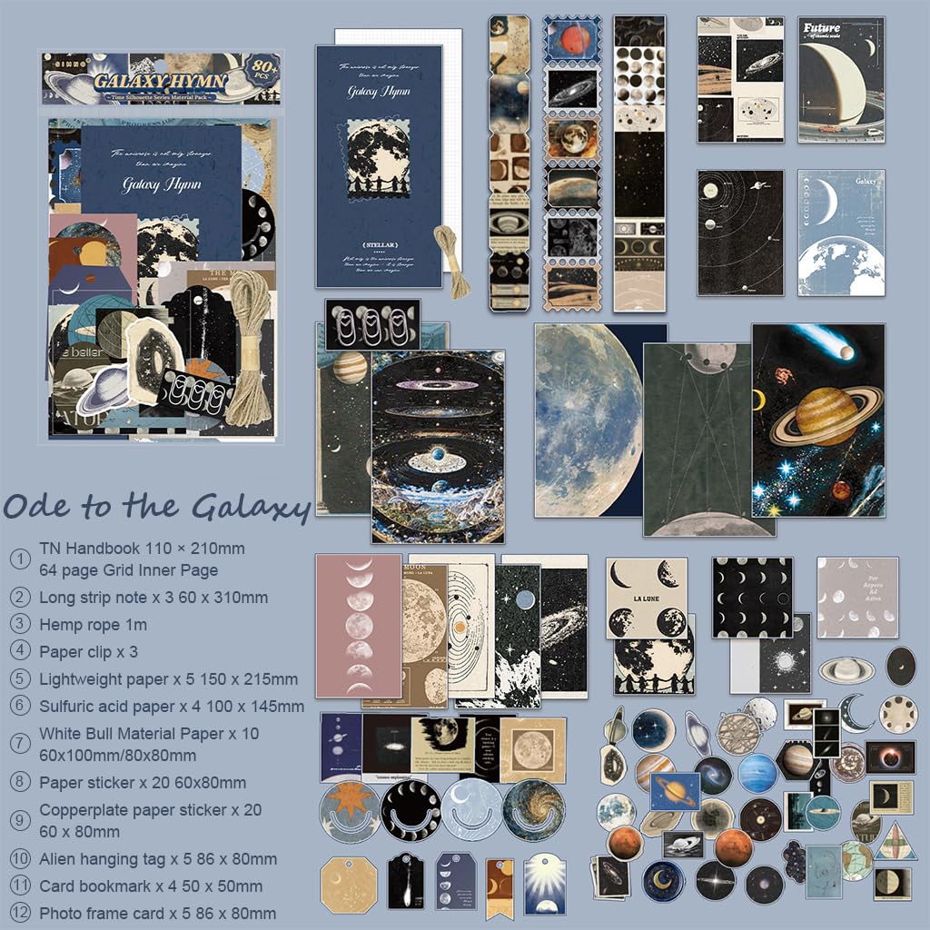 HASTHIP Vintage Scrapbooking Kit with Textured Papers, Index Cards and Borderless Die-Cut Stickers