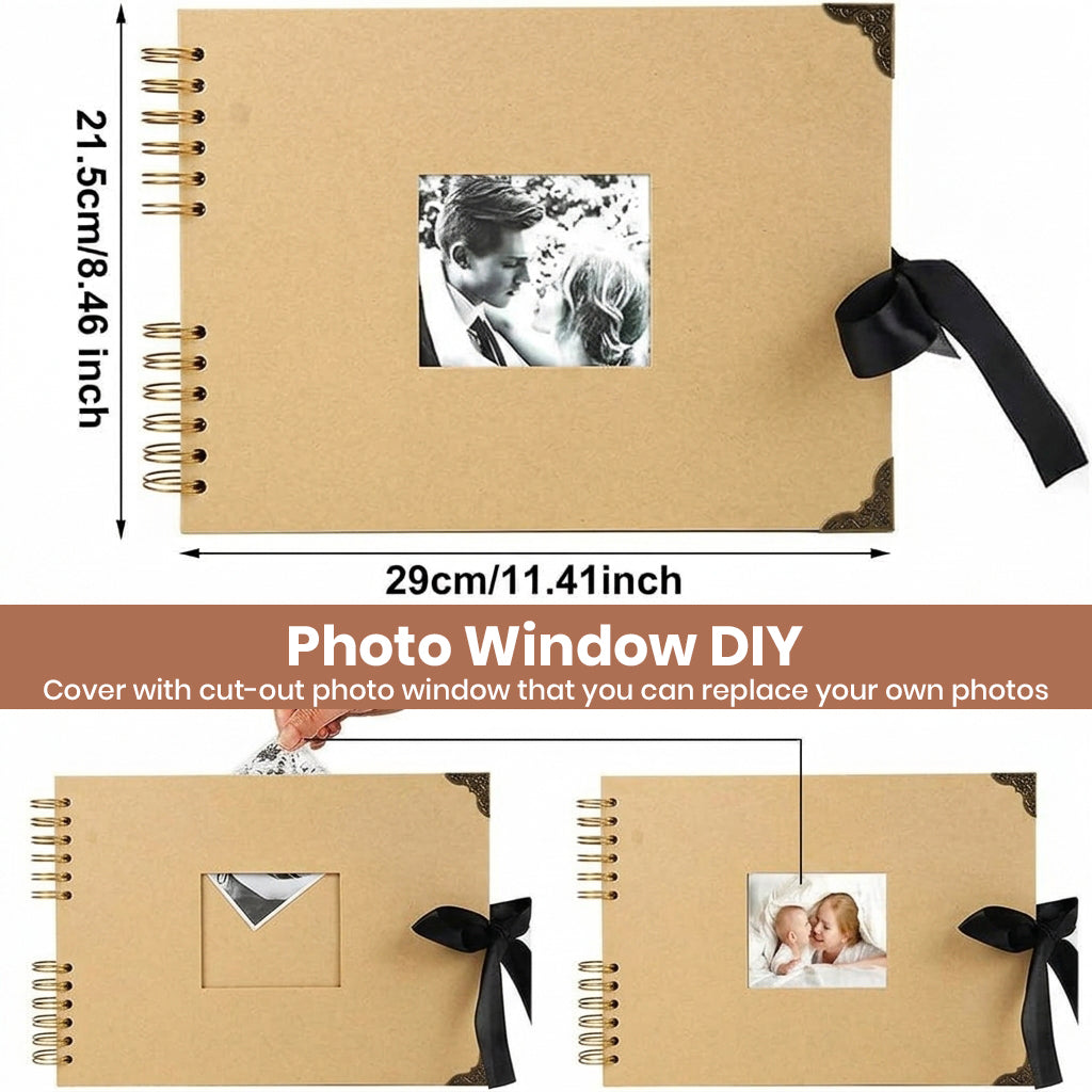 HASTHIP DIY Photo Memory Scrapbook Kit with Spiral Album, Cover Window and Decorative Accessories