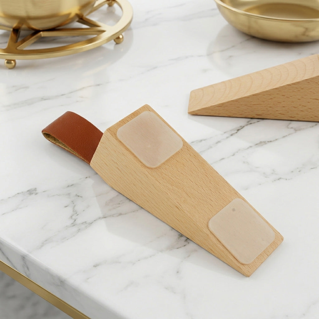 HASTHIP Adjustable Wood Door Stopper with Solid Beech Wood and Non-Slip Silicone Base