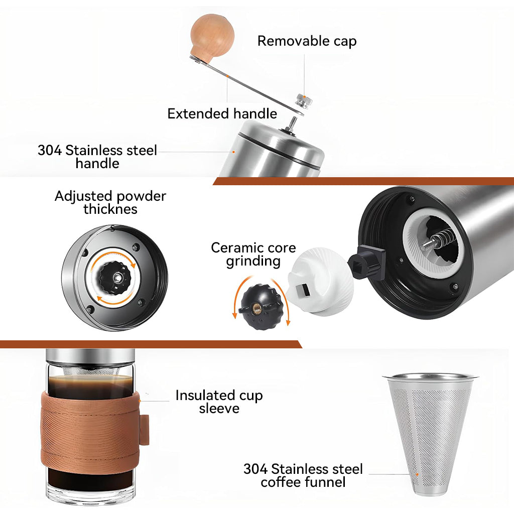HASTHIP® Manual Coffee Grinder Brewing Integrated Stainless Steel