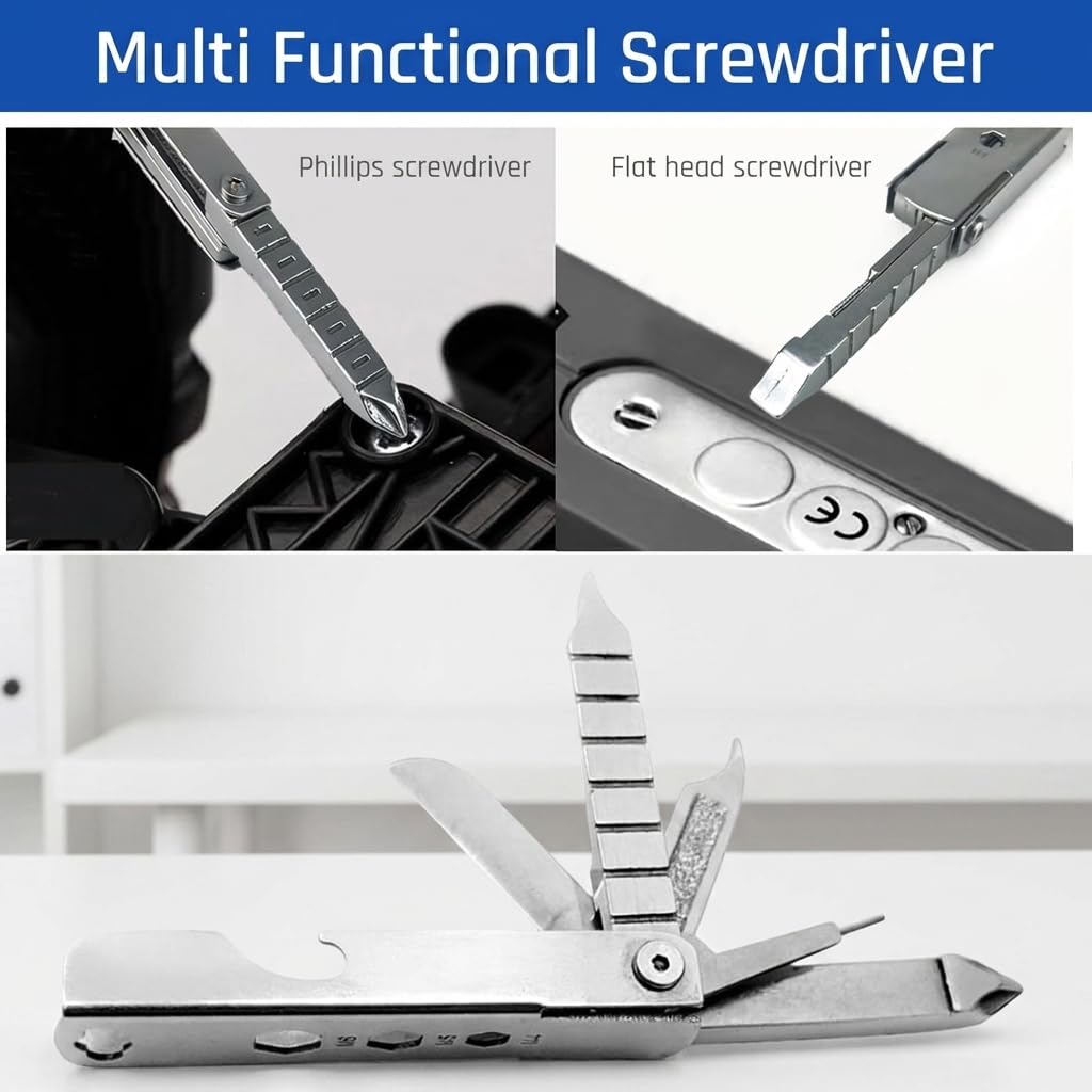 HASTHIP 11-in-1 Folding Multitool Keychain in Stainless Steel for Pocket and Outdoor Use