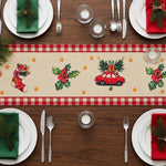 HASTHIP Plaid Snowflakes Christmas Table Runner in Linen Fabric for 4 to 6 Person Tables