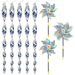 HASTHIP® 3Pcs Reflective Pinwheels & 5Pcs 11.8 inches Spiral Anti-bird Spiral Sticks Silver Holographic Pinwheels Decorative Shining Pinwheels for Lawn, Bush, Flowerbed, Tree, Orchard