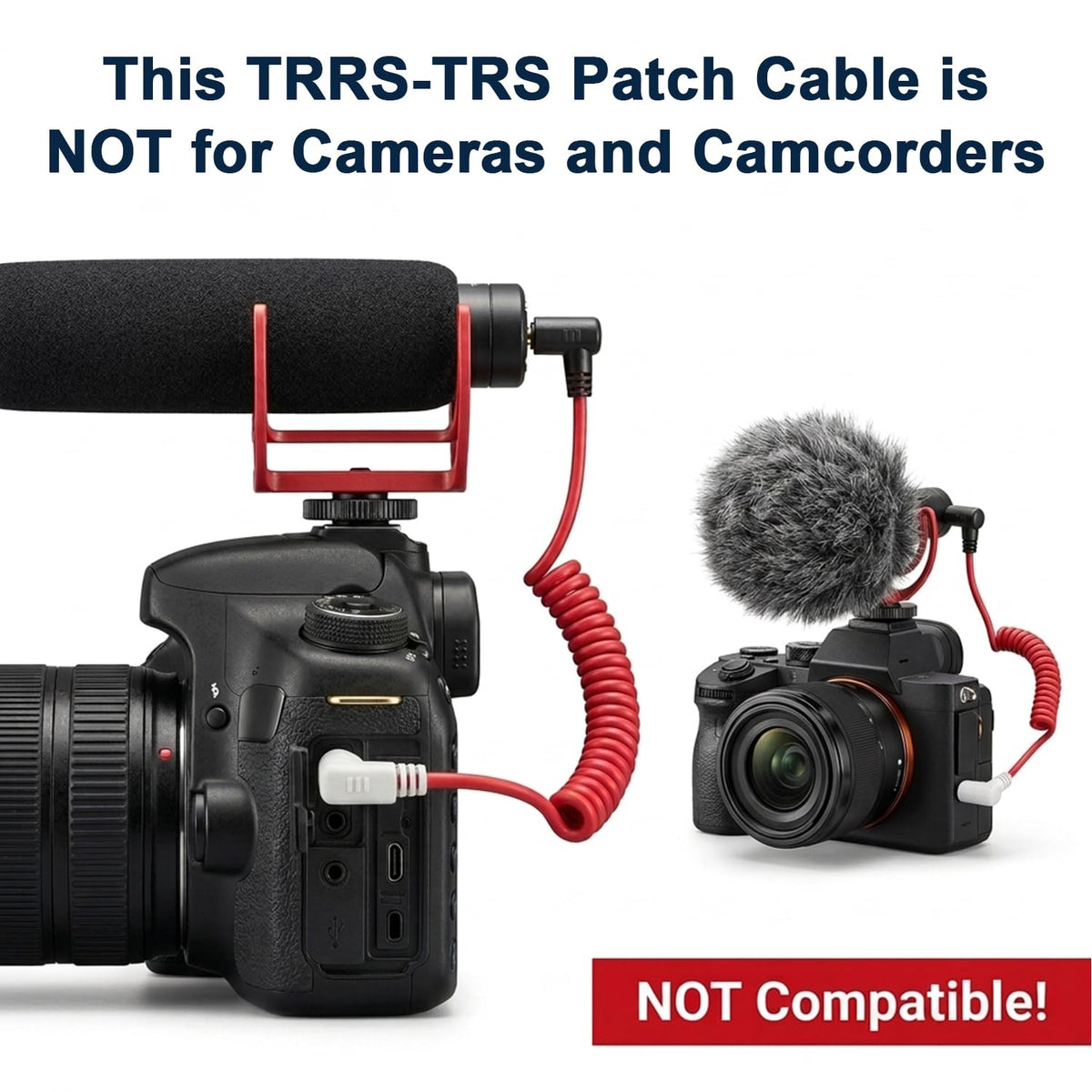 HASTHIP TRS to TRRS Microphone Cable with Coiled Cord and Gold-Plated Connectors for Recording