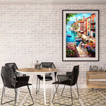 HASTHIP® Diamond Painting Kit 12x16 inch DIY Diamond Art Craft Kit Lakeside Town Scenery Diamond Painting Material Kit for Home Wall Decor Home Gift, with Tools and Accessories