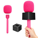 HASTHIP Handheld Microphone Adapter Kit with Cold Shoe Mount, Windscreen and Logo Flag Holder