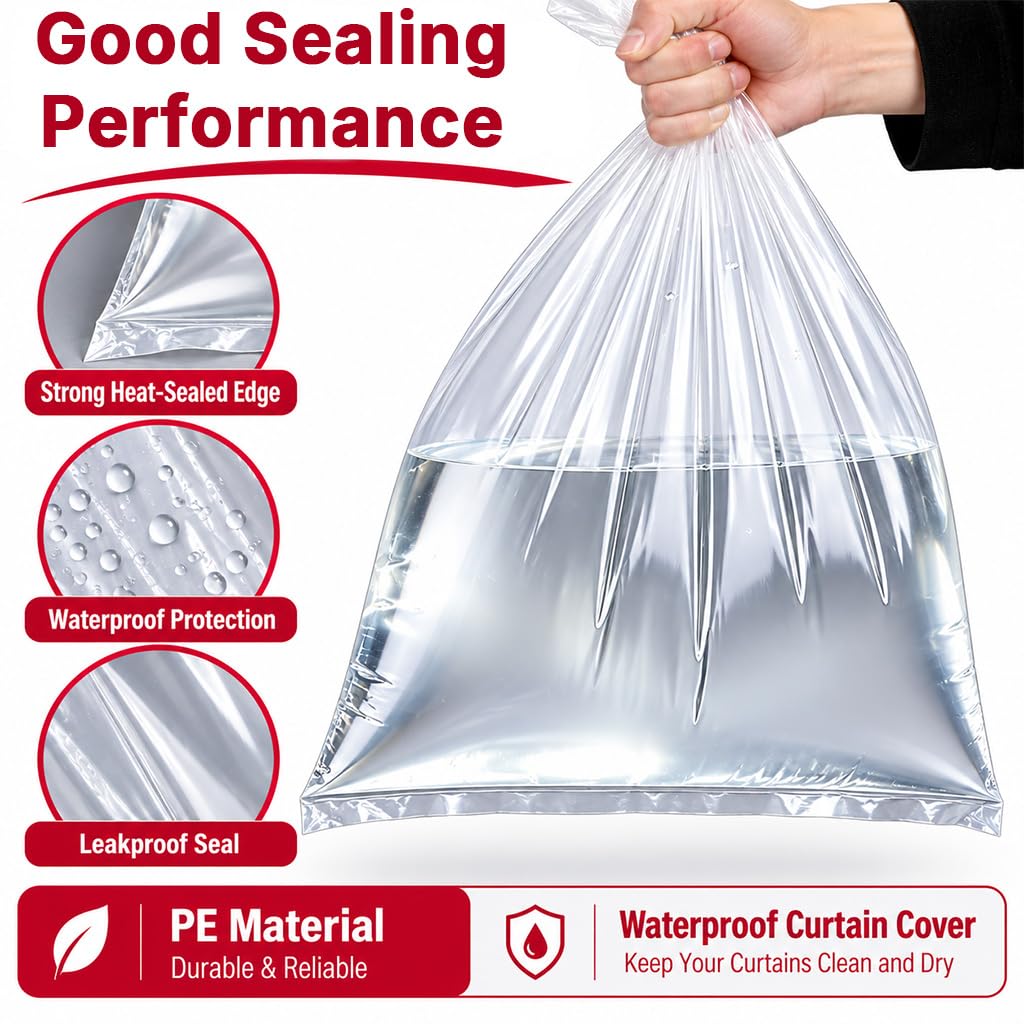 HASTHIP Curtain Dust Covers for Blackout Curtains, 60 Micron PE, Drawstring, 2-Pack, 50 × 220 cm