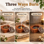 HASTHIP Walnut Wood Incense Burner for Sticks, Coils and Cones with Removable Ash-Collecting Base