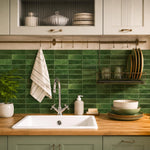 HASTHIP 10-Piece Green Peel-and-Stick Backsplash Tiles, Waterproof and Oil-Resistant