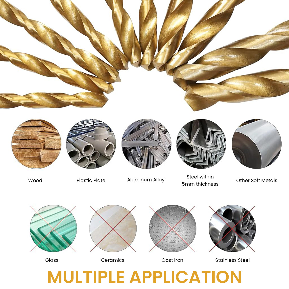 HASTHIP® 99Pcs Drill Bit Set, 135° Tip Titanium Coated High Speed Steel, Twist Drill Bit Kit for Iron,