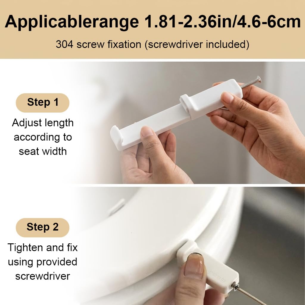 HASTHIP Adjustable Toilet Seat Lifter Handle for Touch-Free Use with 304 Stainless Steel Screws
