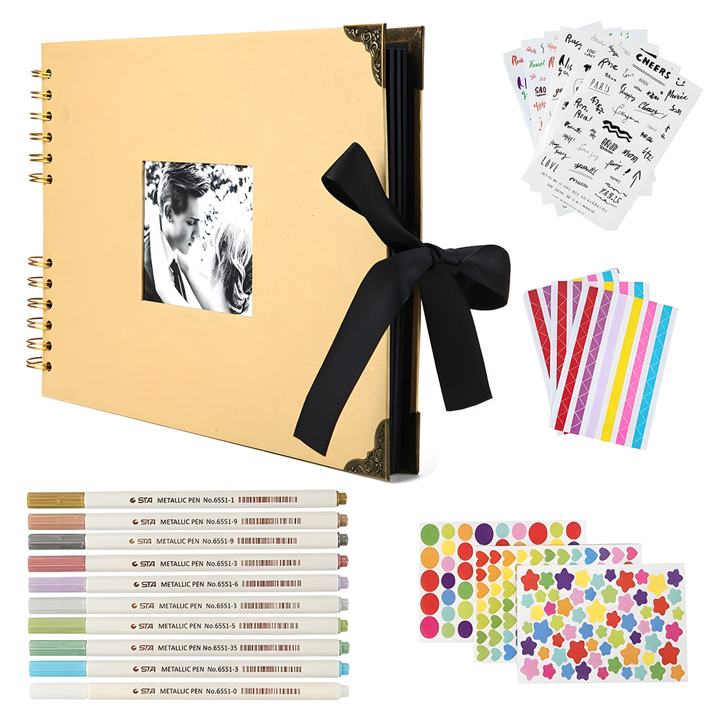 HASTHIP DIY Photo Memory Scrapbook Kit with Spiral Album, Cover Window and Decorative Accessories