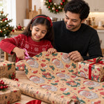HASTHIP Christmas Gift Wrap Paper, 2 Rolls, 17 x 118 Inches Each, Beige Winter Design