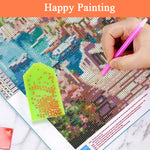 HASTHIP® Diamond Painting Kit 12x16 inch DIY Diamond Art Craft Kit Lakeside Town Scenery Diamond Painting Material Kit for Home Wall Decor Home Gift, with Tools and Accessories