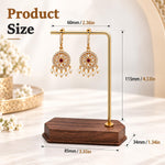 HASTHIP Earring Display Stand with Metal Frame, Wooden Base and Bronze Finish, 11.5 cm Tall