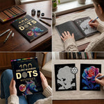 HASTHIP Mystery Color by Number Coloring Book with 100 Patterns and 24 Markers and Ink-Resistant Paper