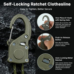 HASTHIP Retractable Clothes Line with Self-Locking Pulley and Non-Slip Metal Clips for Home and Travel