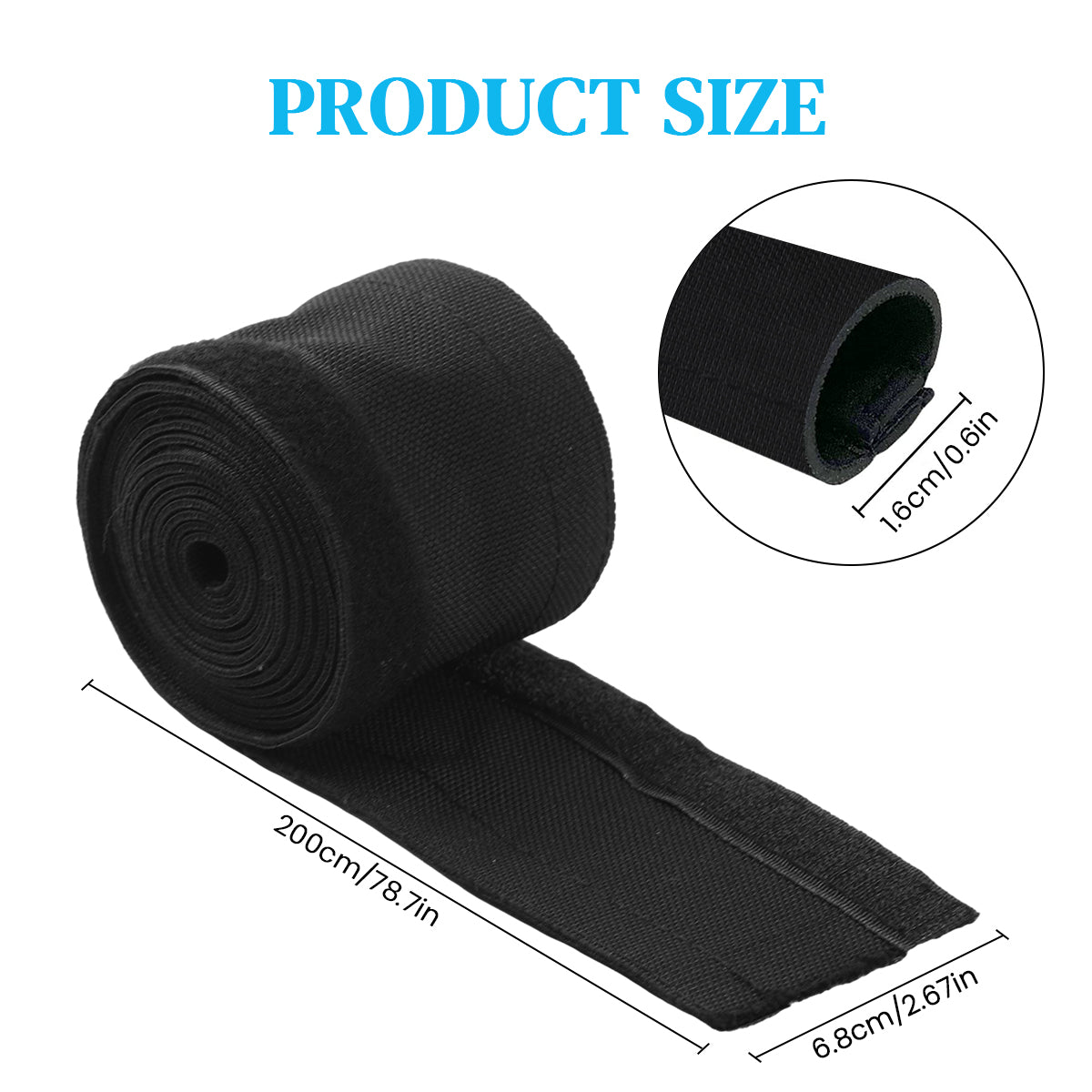 HASTHIP® 6.6ft Cable Protector Nylon Cord Protector Pet-proof Protective Cable Sleeve Reuseable Cuttable Nylon Power Cable Power Cord Guardfor Home, Office, 70mm Width, Hook and Loop Closure Design