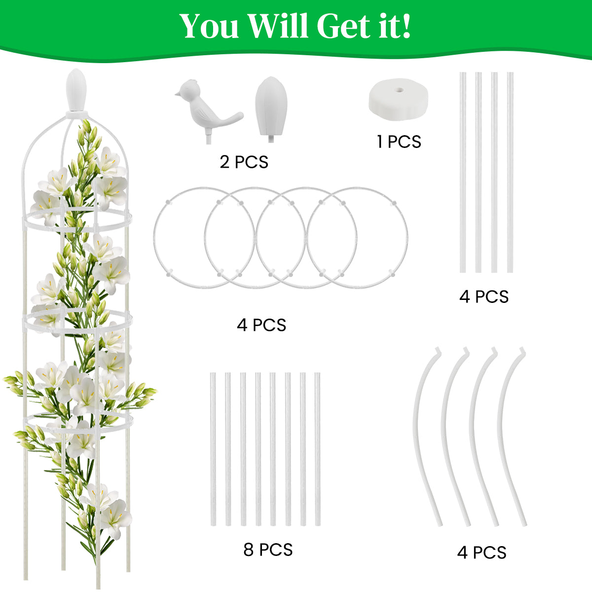 HASTHIP® 120cm Climbing Trellis Garden Decorative Plant Flower Trellis Obelisk Trellis Garden DIY Adjustable Climbing Flower Plants Pot for Clematis, Climbing Roses, Tomatoes, Ivy