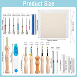 HASTHIP® 35Pcs Embroidery Punch Needle Kit, Punch Needle Tool Punch Needle Embroidery Kits Include Wooden Handle Embroidery Pen Set, Big Eye Needles with Punch Needle Cloth for Adults Beginner
