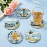 HASTHIP Diamond Painting Coaster DIY Kit with Beach Designs and Included Holder for Home Decor