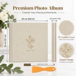 HASTHIP Self-Adhesive Photo Album, 23 x 25 cm, Beige Leather Cover, 20 Sheets, 40 Pages
