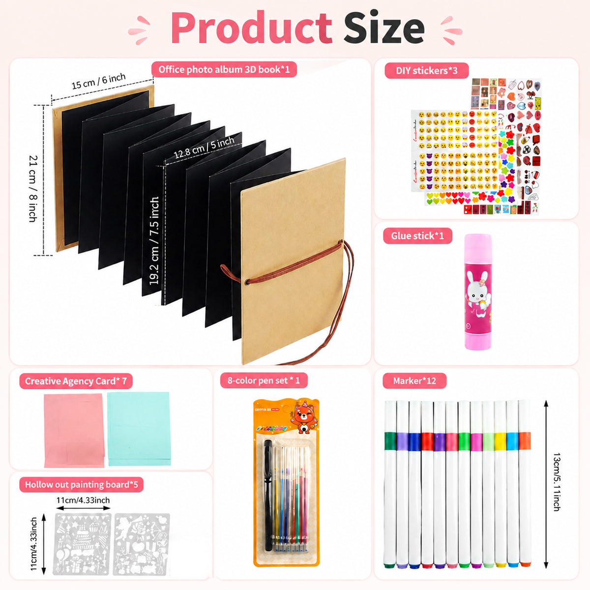 HASTHIP Foldable Accordion Scrapbook Album with Journaling Accessories for DIY Photo Memories