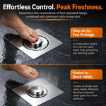 HASTHIP Square Pop-Up Floor Drain Cover with Stainless Steel Top and Detachable Hair Filter